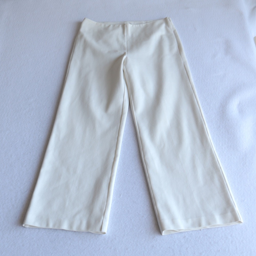 J.McLaughlin Womens White Wide Leg Side Zip Lined Trousers Pants Size 4